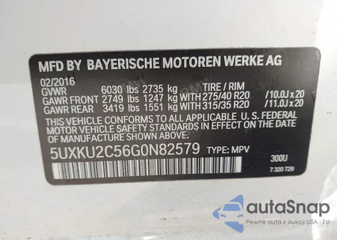 2016 BMW X6 xDrive35I из США, поврежденный, VIN 5UXKU2C56G0N82579